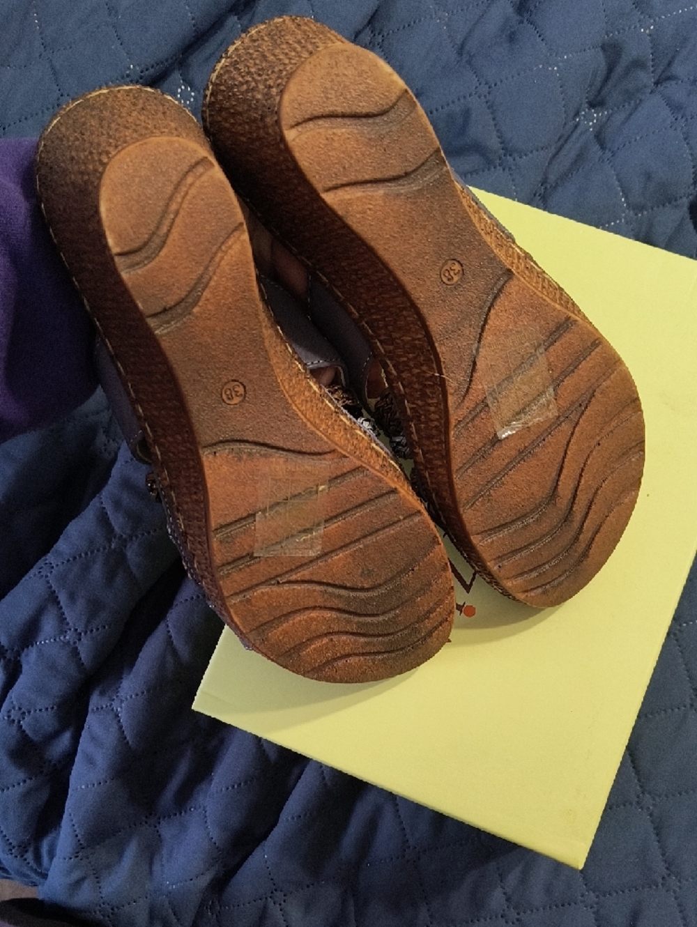 Payrizia Women's Brown and Blue Braided Wedge Sandals - Picture 7 of 8